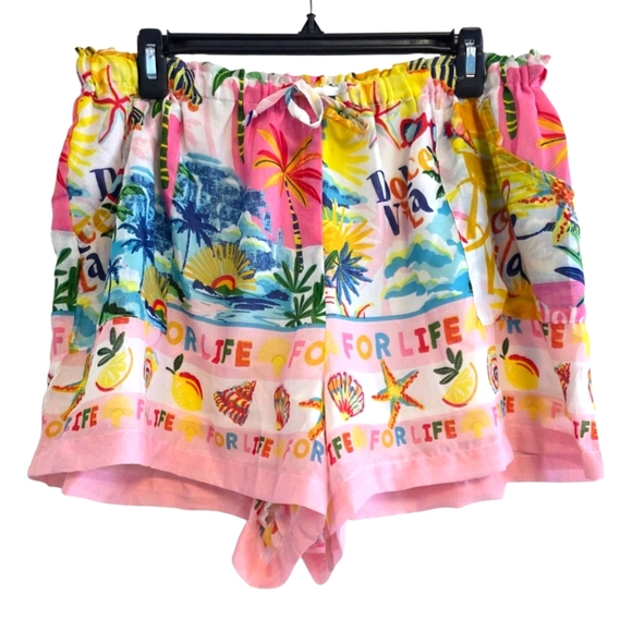 Violet Sky Tropical Print Button Down Top And Shorts Set Size Large - Picture 2 of 9